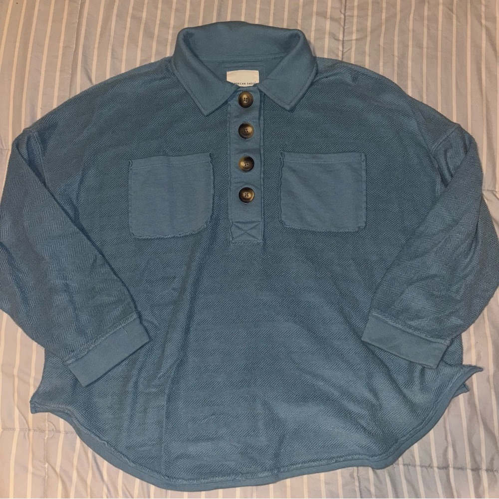 American Eagle Outfitters Teal thick collared pullover Shirt, small